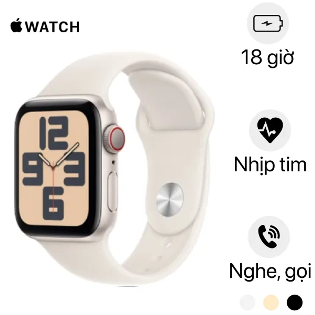 Apple Watch SE 2 2024 40mm (4G) Viền Nhôm Dây Cao Su | Chính hãng - Đã Kích Hoạt