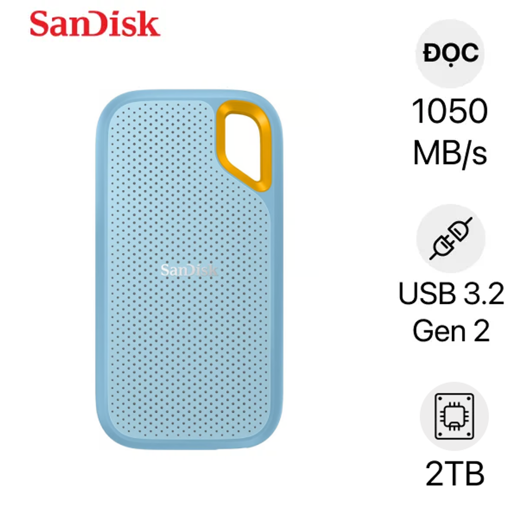 Ổ cứng di động SSD Sandisk E61 Extreme V2 Sky Blue 2TB