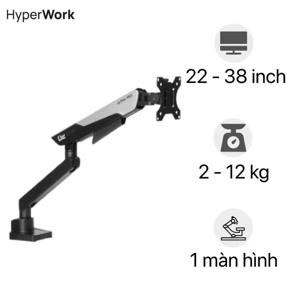 Giá treo màn hình HyperWork Alpha Pro GMA02 22 - 38 inch