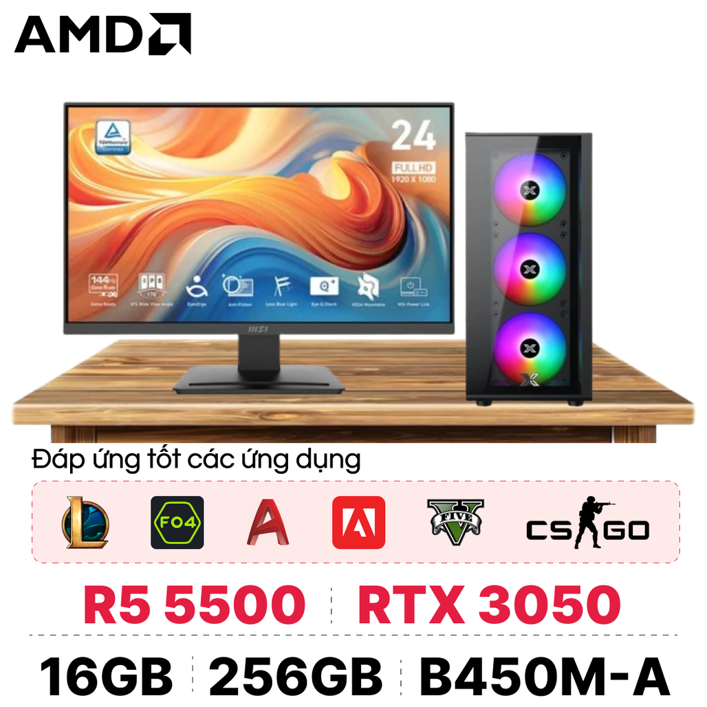 Pc Cps Gaming Amd R566 Kèm Màn Hình