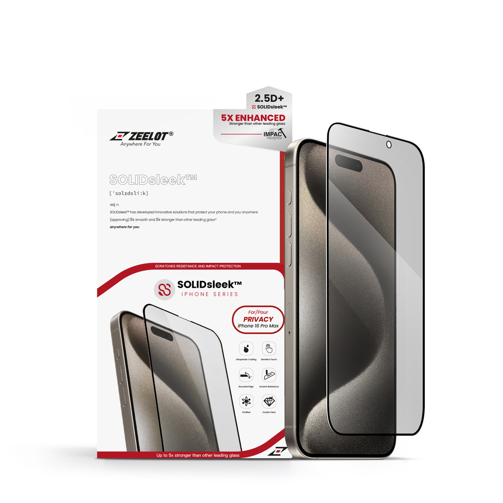 Miếng Dán Kính Cường Lực Zeelot Solidleek iPhone 16 Pro Max Privacy