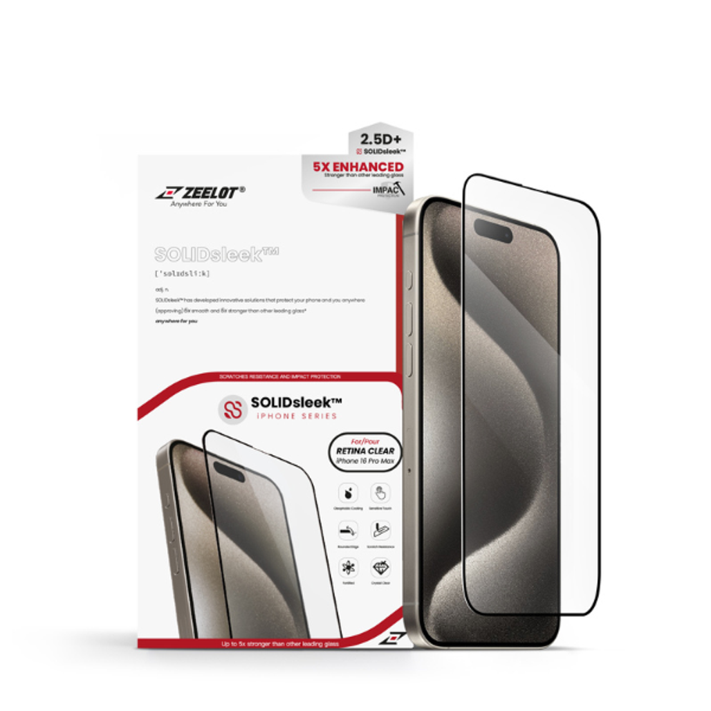 Dán kính cường lực màn hình Apple iPhone 16 Pro Max Zeelot Solidsleek Full Cao Cấp