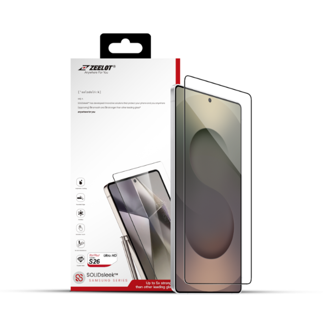 Dán kính cường lực màn hình Samsung Galaxy S26 Zeelot Solidsleek Full viền đen cao cấp (có khay hỗ trợ dán)