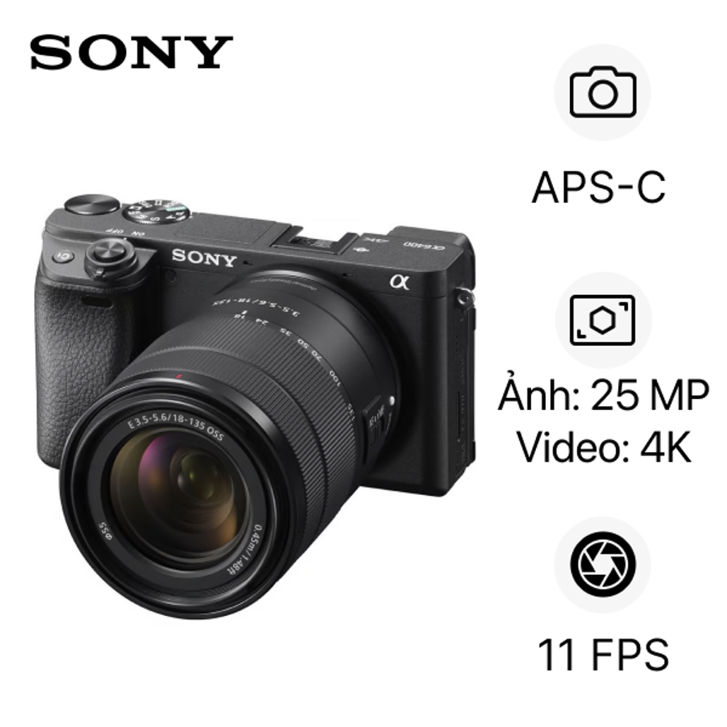 Máy ảnh kỹ thuật số Sony ILCE-6400M + Ống kính Zoom 18-135MM