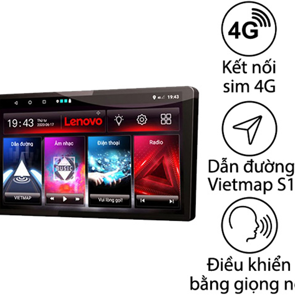 Màn hình giải trí Android Lenovo + Vietmap D1 4G 10 inch