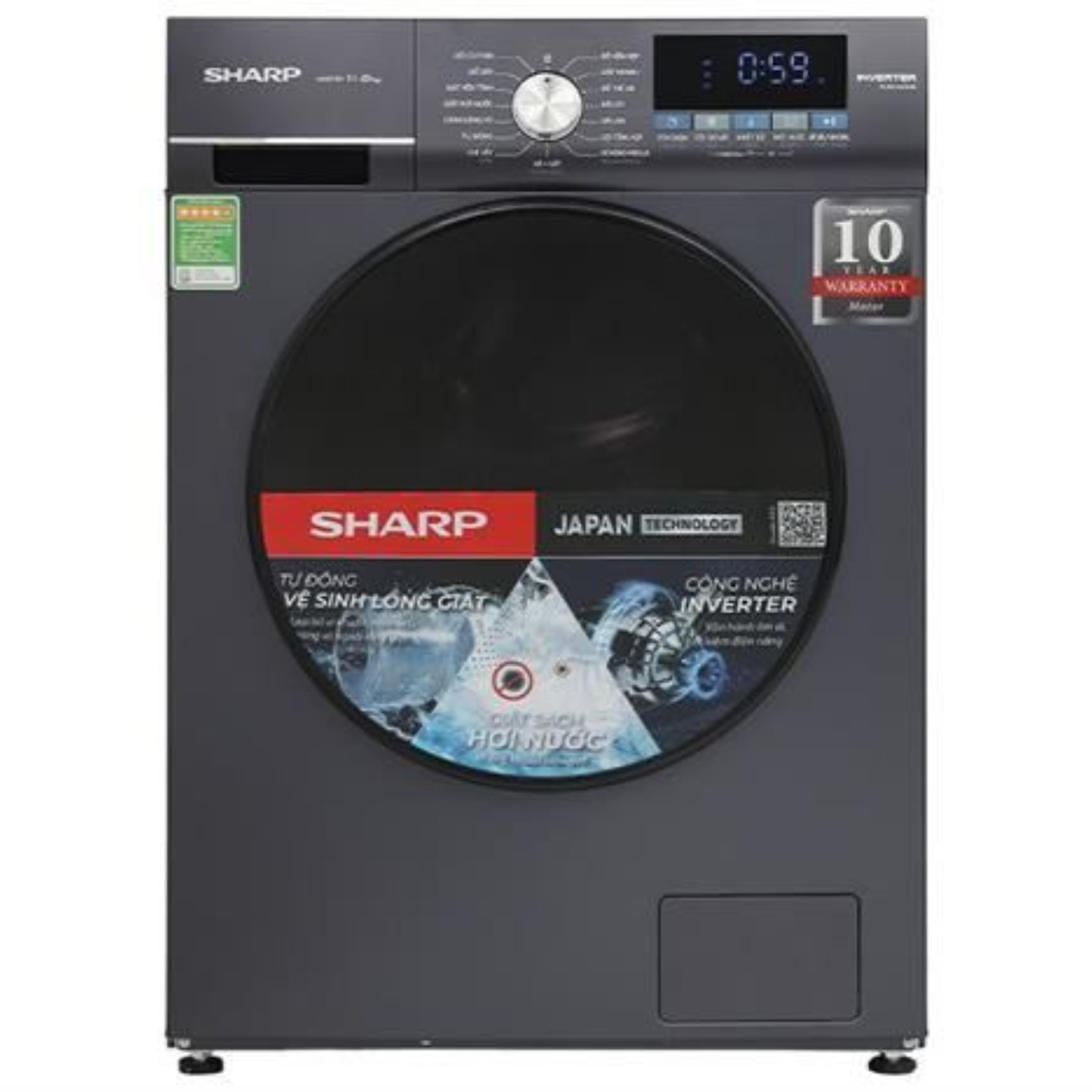 Máy giặt Sharp cửa ngang 11Kg 2025 (ES-FM110CB-SB)