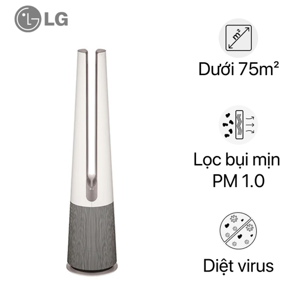 Máy lọc không khí kết hợp quạt LG FS15GPBF0 - Màu Be, Kích thước 1120x265mm