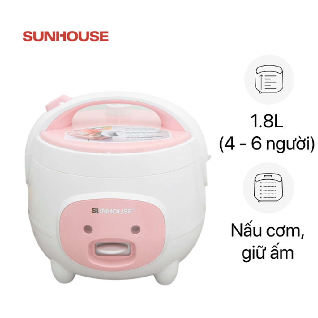 Nồi cơm điện nắp gài SUNHOUSE SHD8607W 1.8L