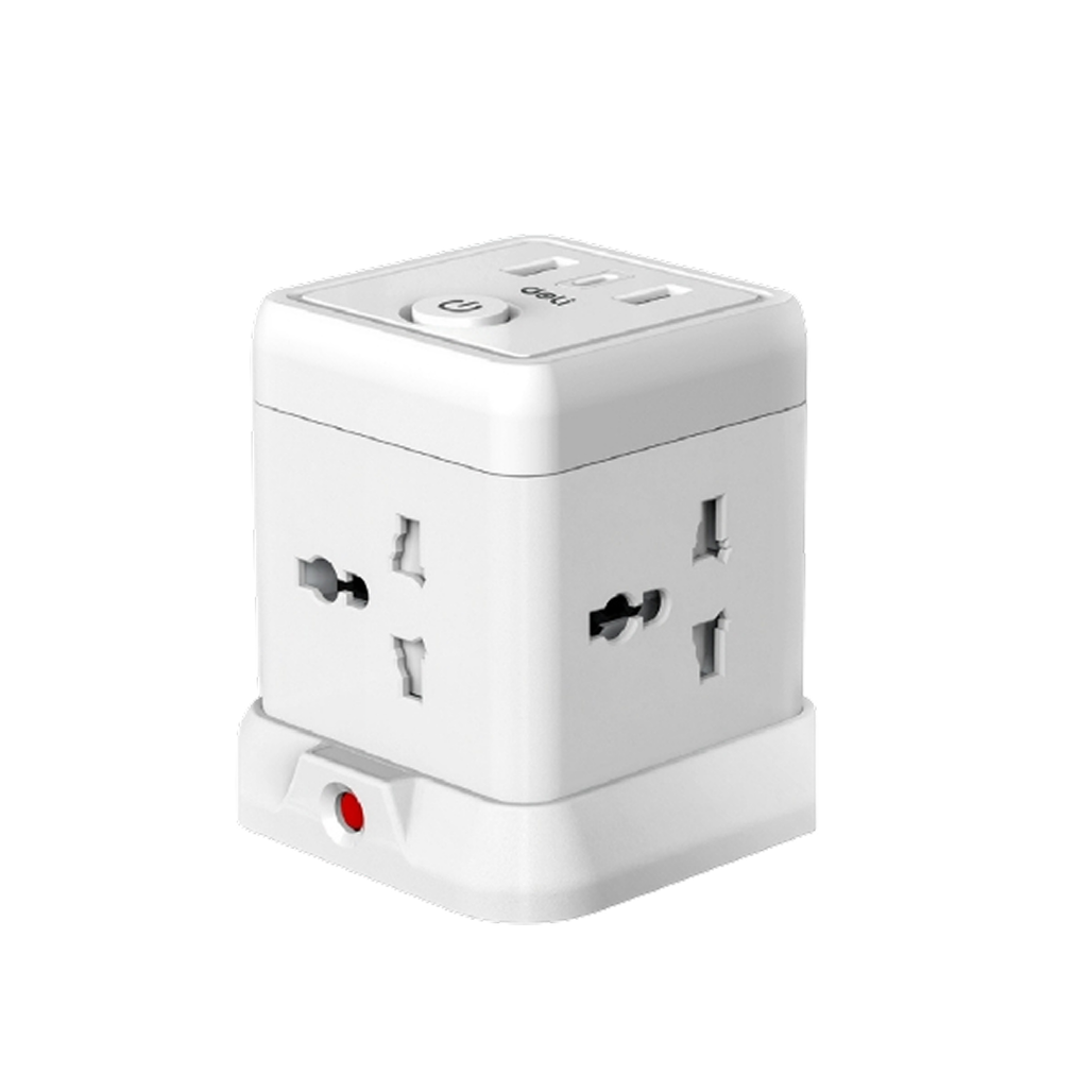 Ổ cắm điện Deli lập phương 4AC kèm 2USB-A và 1USB-C 1.6m CT412