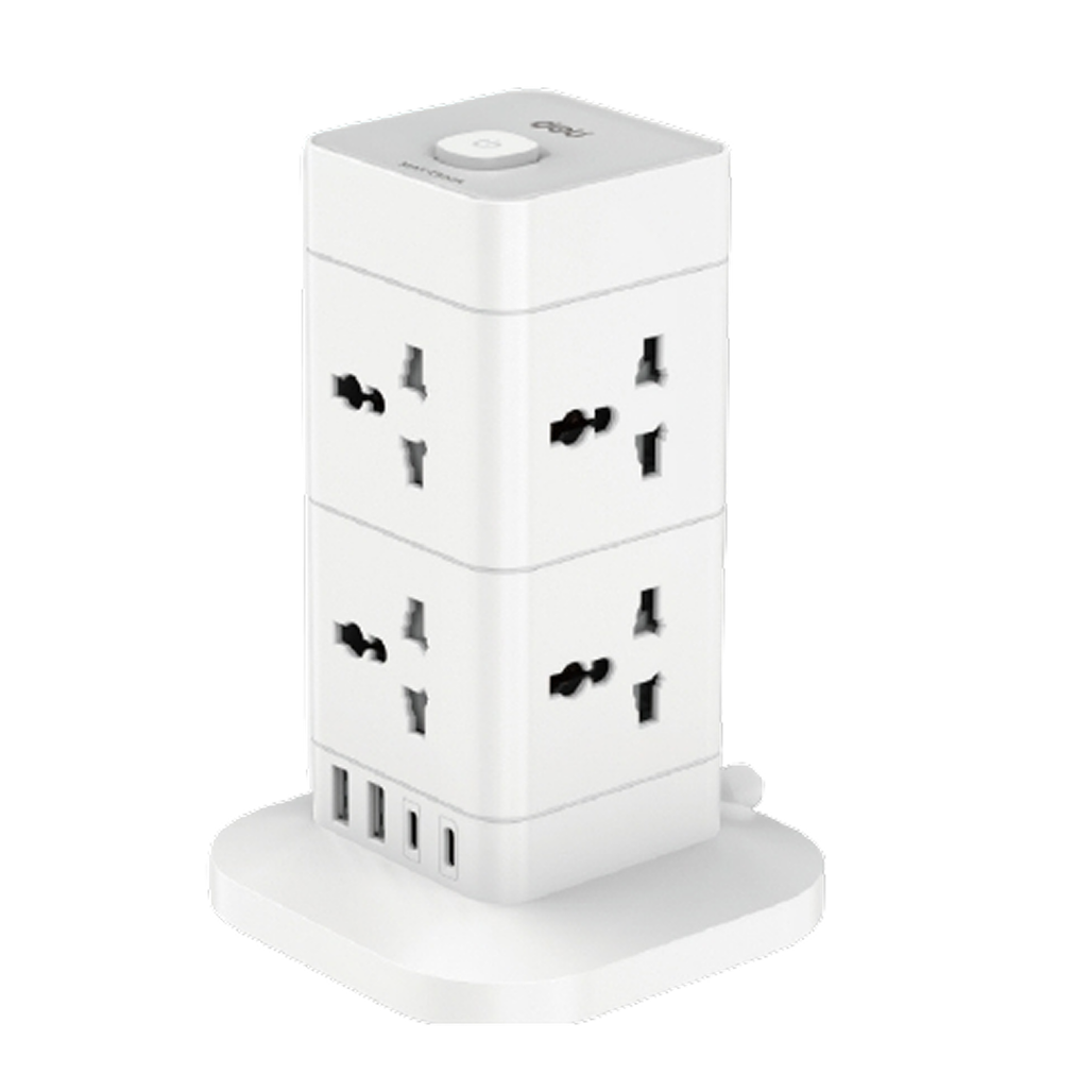 Ổ cắm điện Deli lập phương 8AC kèm 2USB-A và 2USB-C 3m CT415