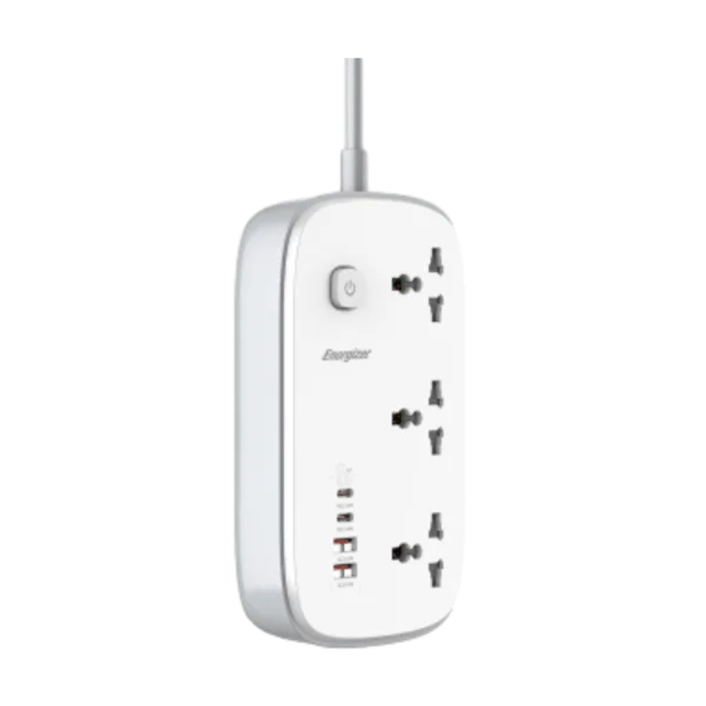 Ổ cắm điện Energizer đa năng 3AC kèm 2USB-A và 2USB-C sạc nhanh