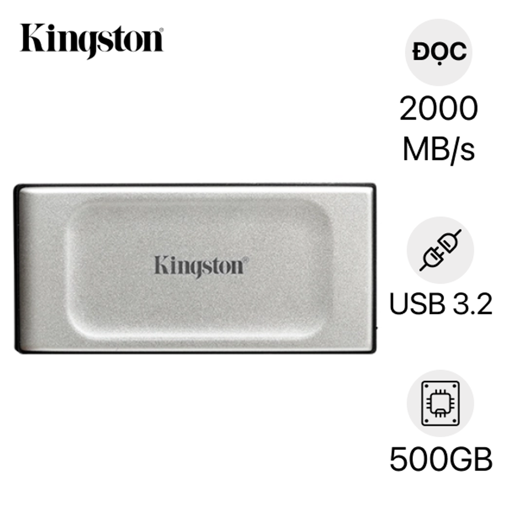 Ổ cứng di động SSD Kingston XS2000 USB 3.2 Gen 2x2 chống nước IP55 500GB