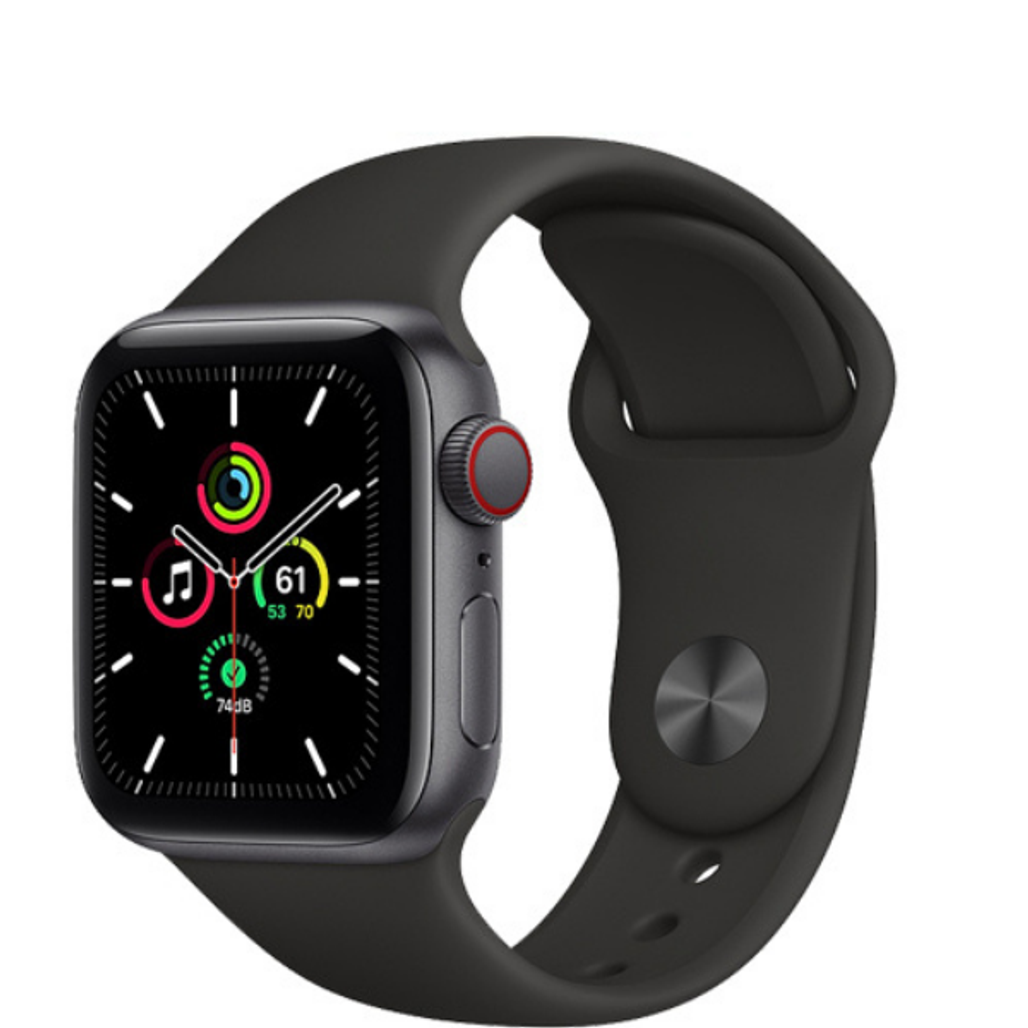 Apple Watch SE 44mm (4G) Viền Nhôm - Dây Cao Su - Cũ Trầy Xước-Đen