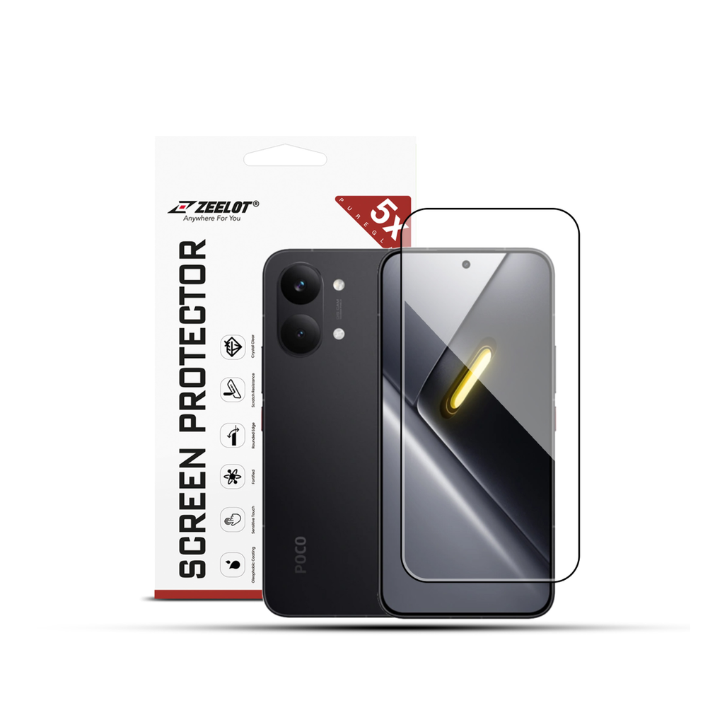 Dán kính cường lực màn hình Poco X8 Pro Max Zeelot Full Viền Đen Cao Cấp