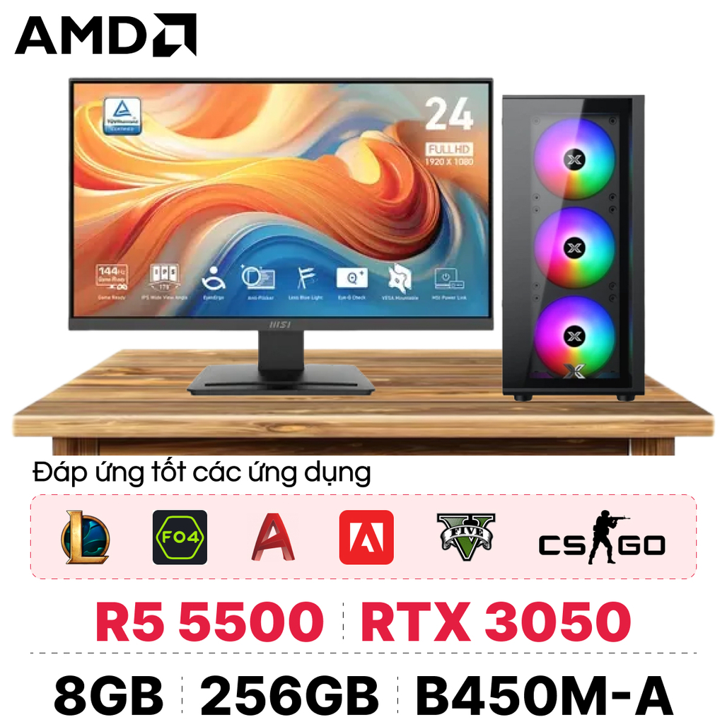 PC CPS Gaming AMD R566 kèm màn hình