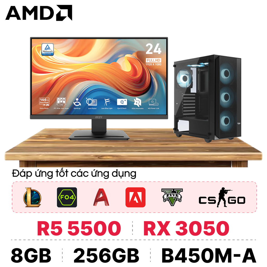 PC CPS Gaming AMD R566 kèm màn hình