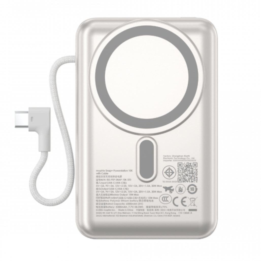 Pin sạc dự phòng Mophie Essentials Snap+ 10.000mAh có chân đứng và cáp USB-C
