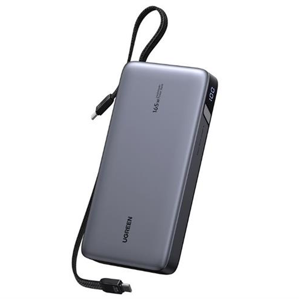 Pin dự phòng Ugreen 25000mAh 165W 2C1A QC 3.0 màn hình + tích hợp cáp Type-C PB552 55995B
