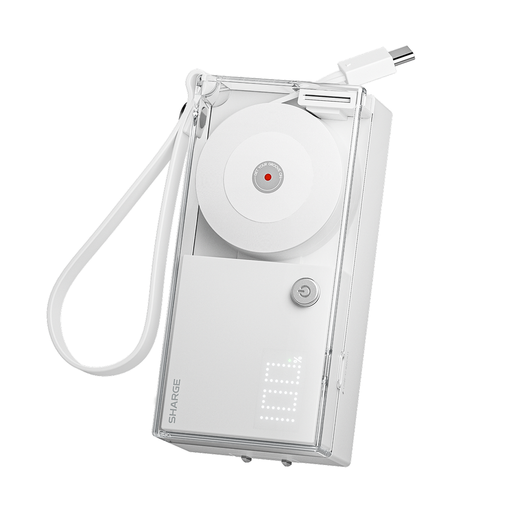 Pin dự phòng Sharge 3 in 1 1C 10000mAh 30W + cáp USB-C rút gọn + chân cắm gập P7