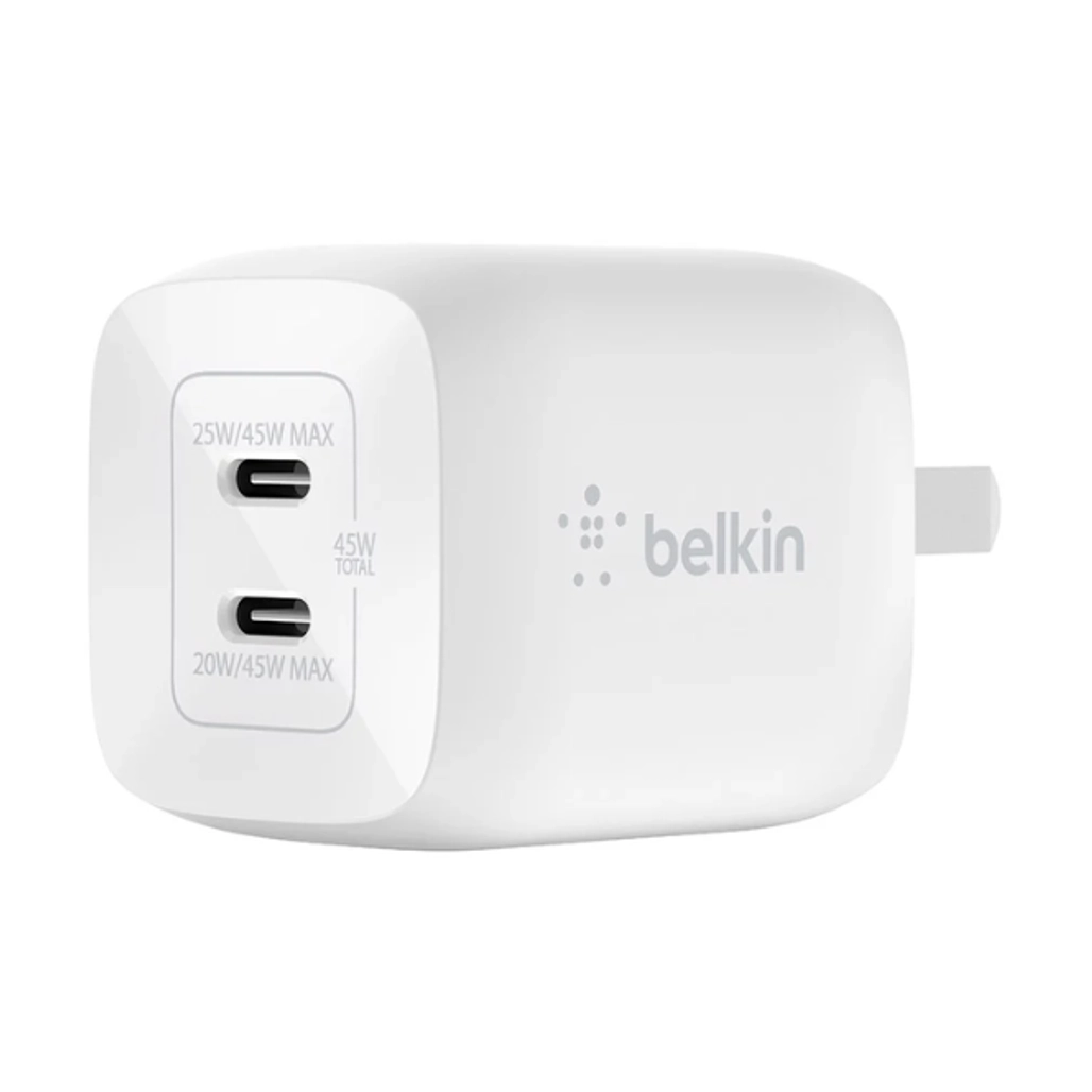 Sạc nhanh Belkin 45W 2 cổng USB-C PD 3.0 PPS GaN