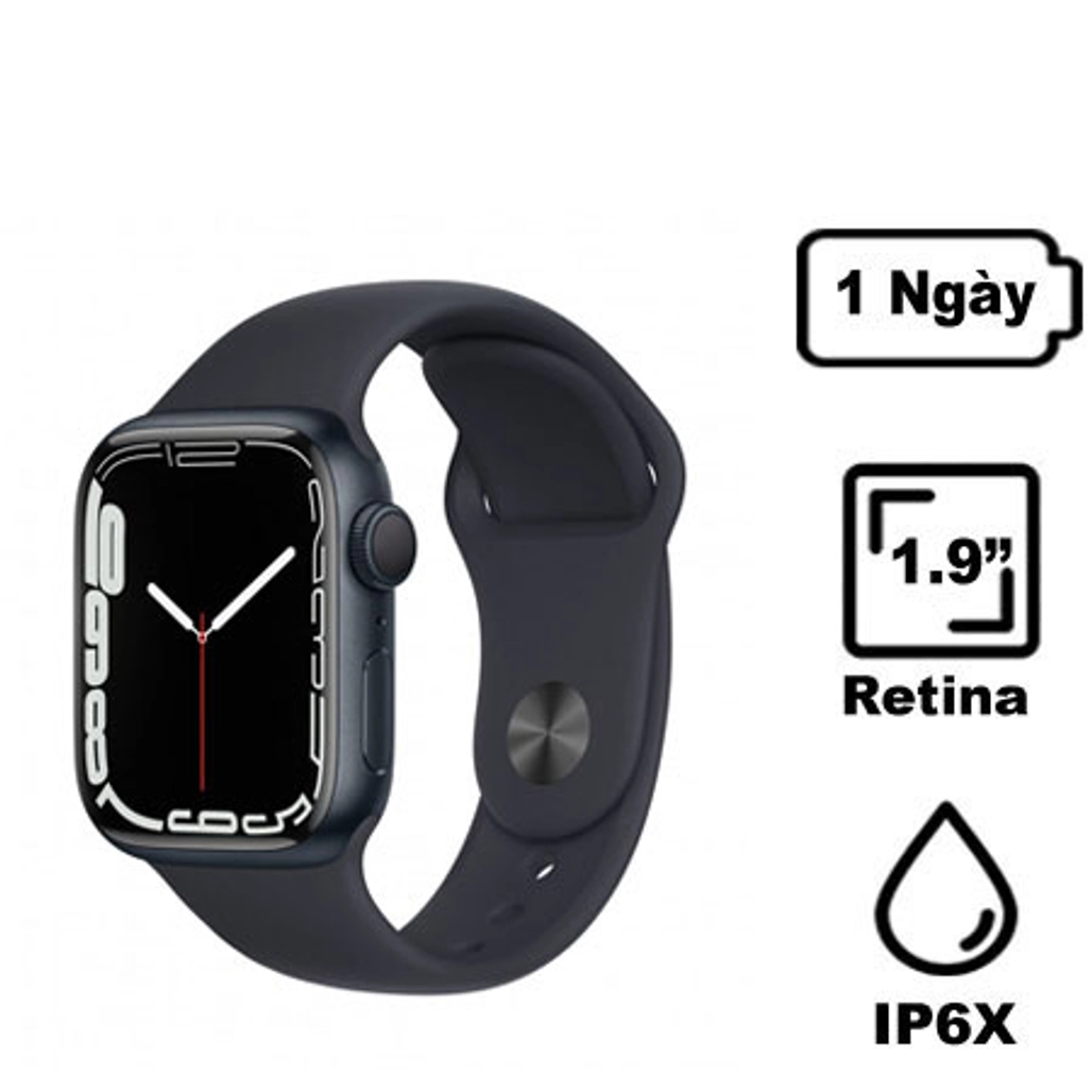 Apple Watch Series 7 45Mm (Gps) Viền Nhôm Dây Cao Su - Đổi Bảo Hành