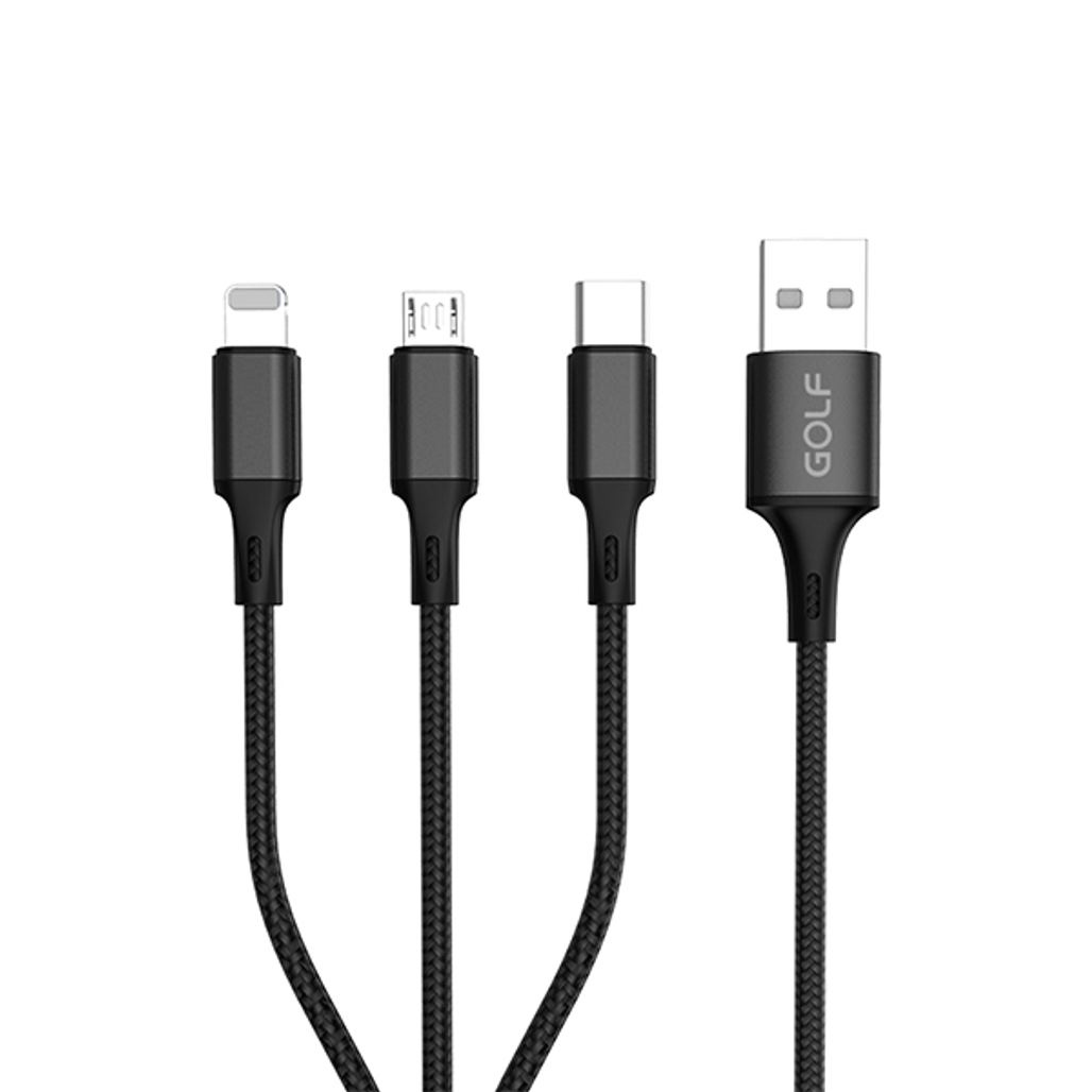 Cáp Golf 3 in 1 sạc nhanh 3A GC-86 dây dù 1.2 mét