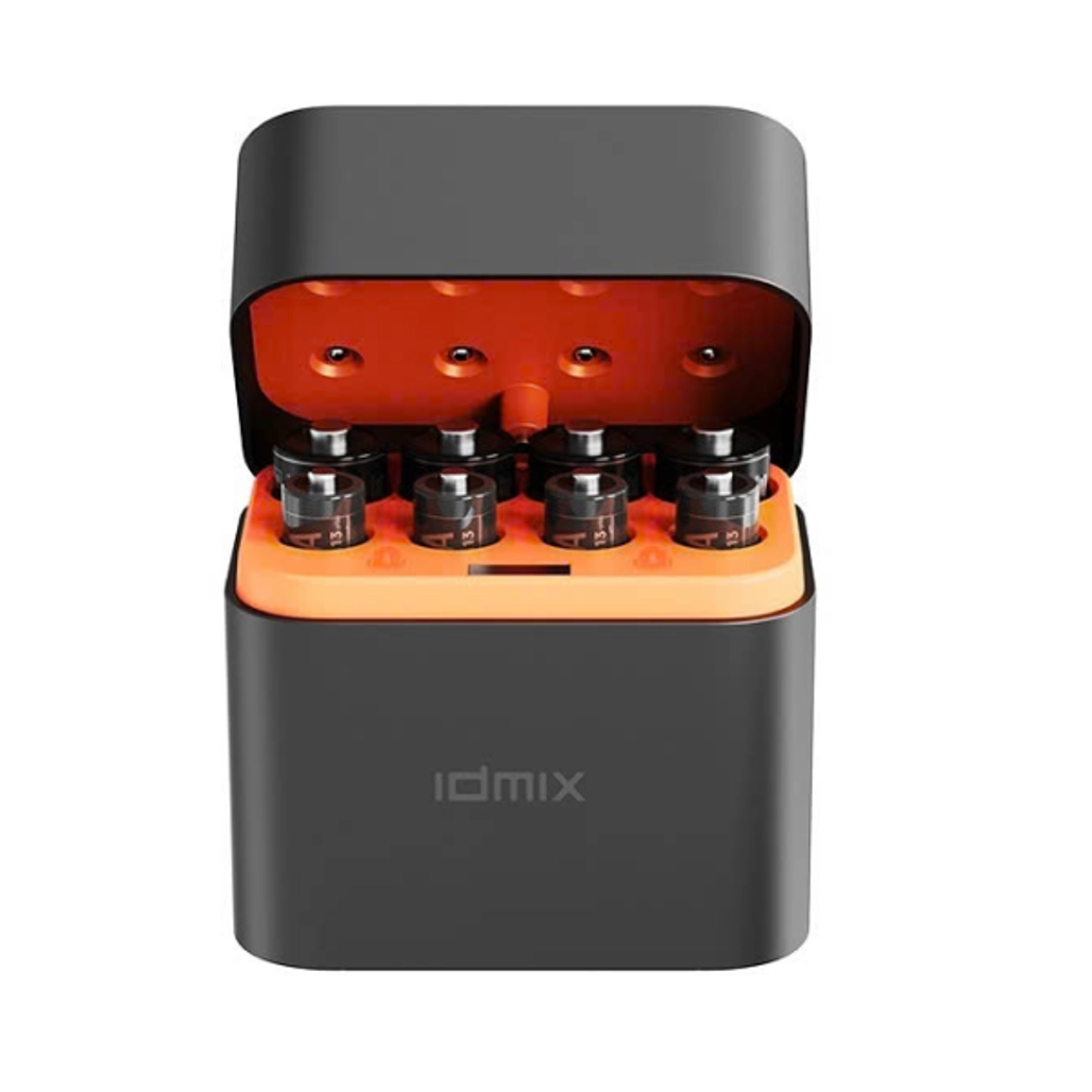 bộ hộp sạc idmix 4 viên pin aa + 4 viên pin aaa có thể sạc lại 2a08 pro