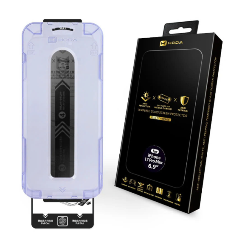 dán kính cường lực màn hình Apple iPhone 17 pro max hoda matte chống nhìn trộm full cao cấp đen