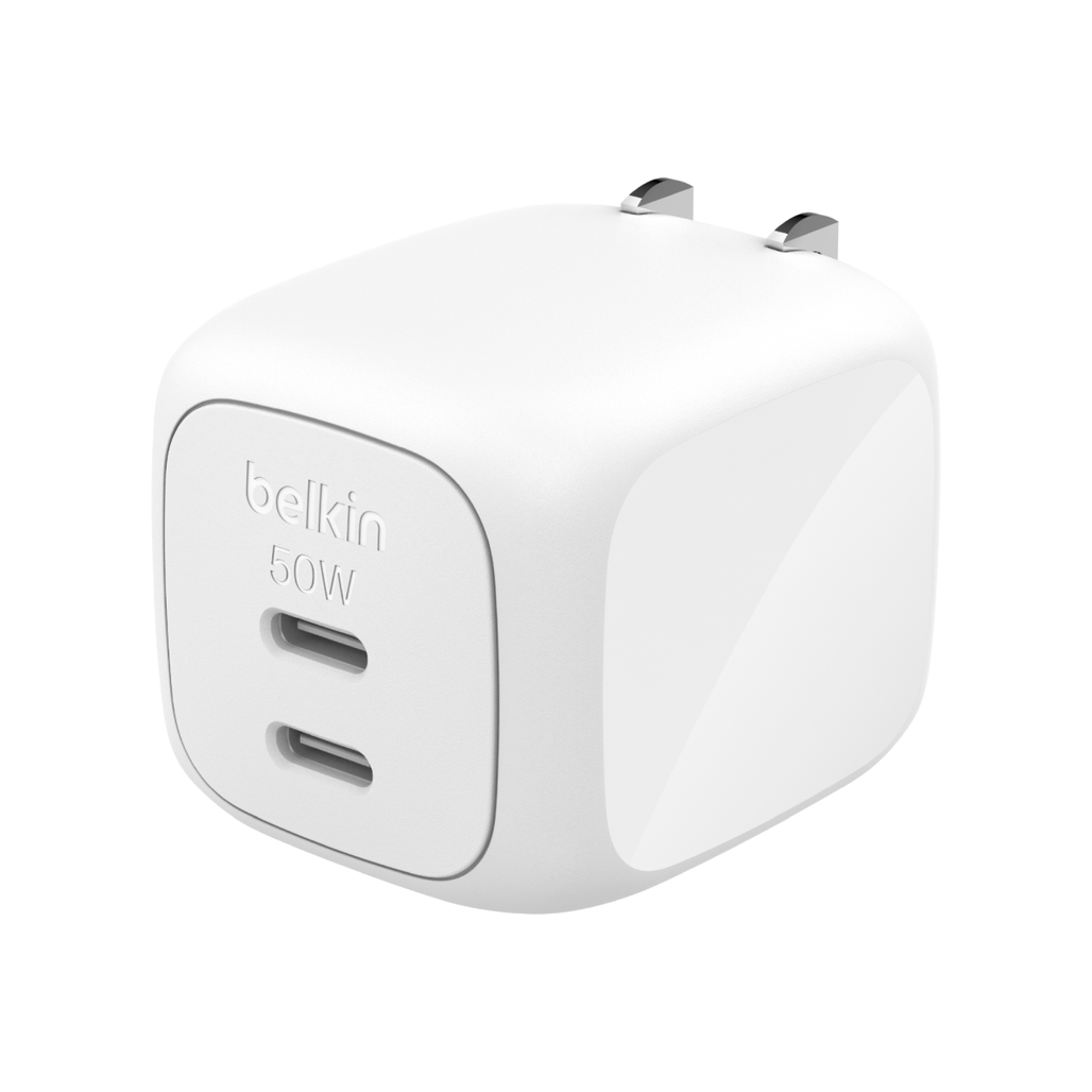 sạc nhanh belkin 50w 2 cổng usb-c pd/pps cubic wall charger