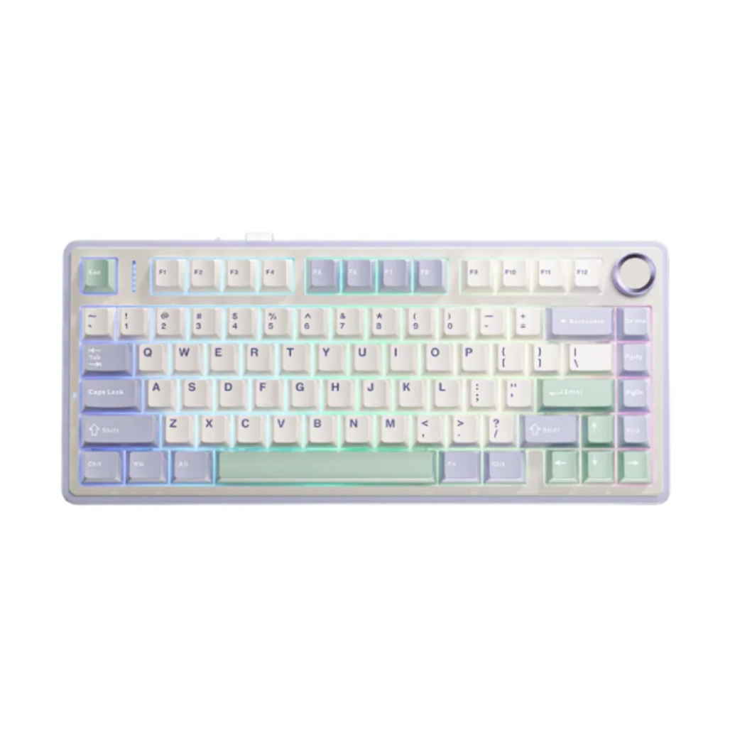 Bàn phím cơ không dây aula f75 tím nhạt be xanh lá