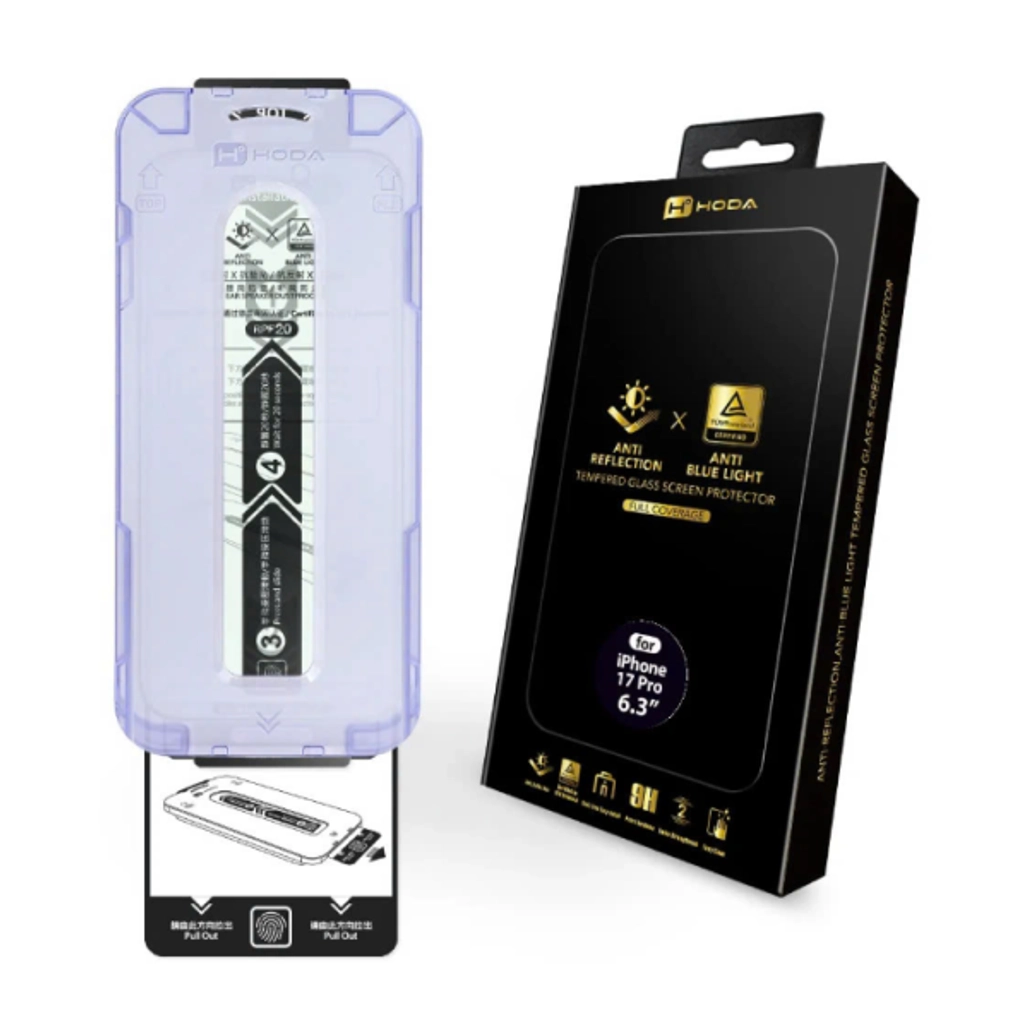 dán kính cường lực màn hình Apple iPhone 17 pro hoda chống ánh sáng xanh full cao cấp đen