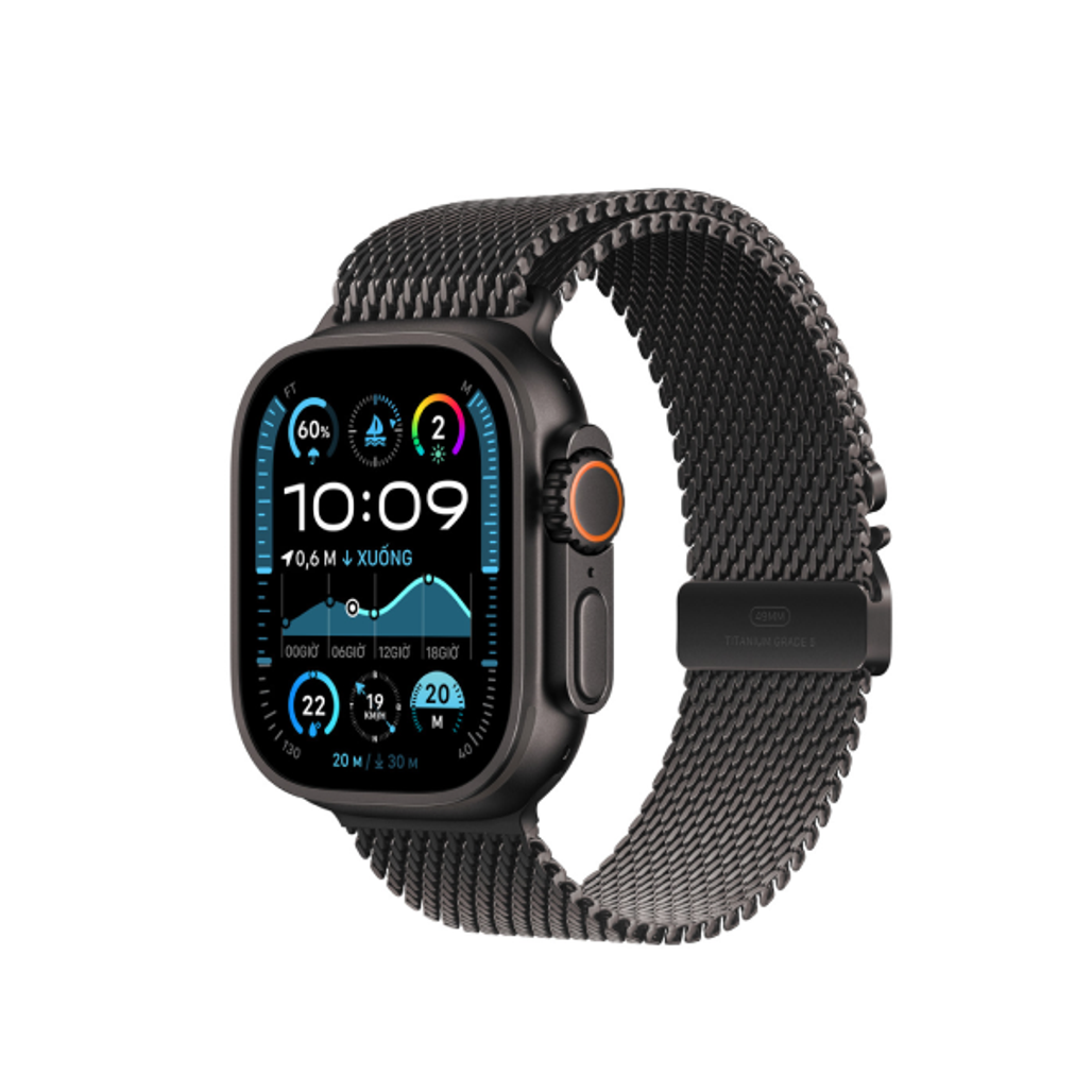 Dây đeo Apple Watch Titanium Milanese Loop 49mm Đen