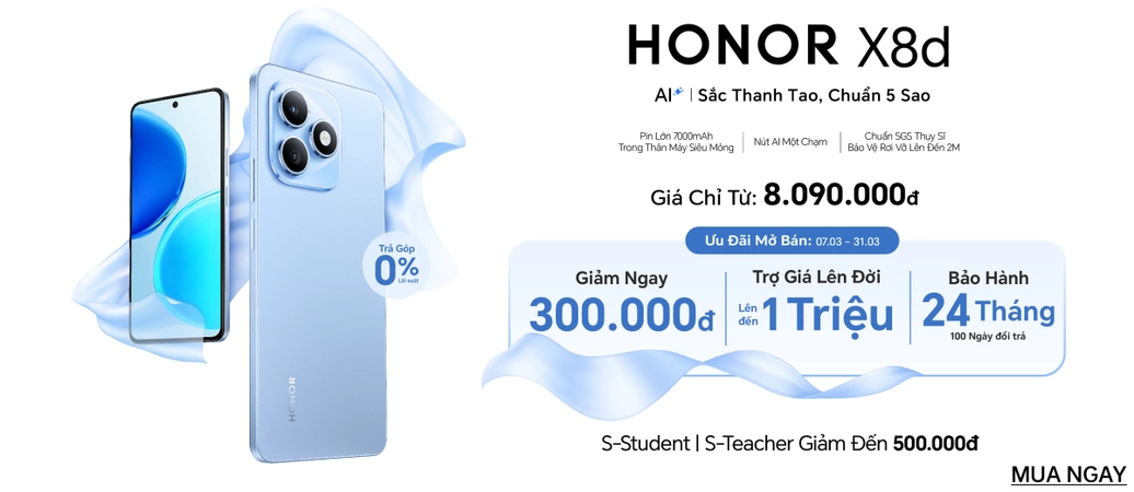 HONOR X8d Sắc thanh tao - Chuẩn 5 sao