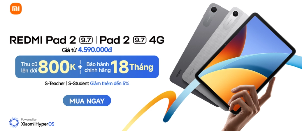 XIAOMI REDMI PAD 2 9.7"  Pin mạnh mẽ 7600mAh