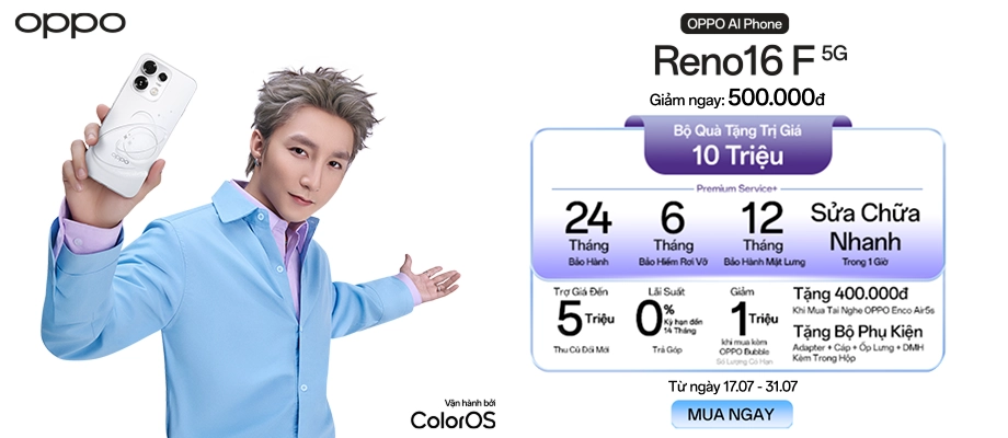 OPPO RENO16 F 5G  Mở bán tặng quà khủng