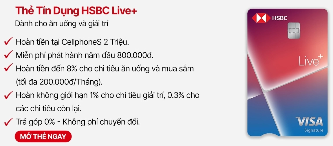 Thẻ tín dụng HSBC Live+ Desktop