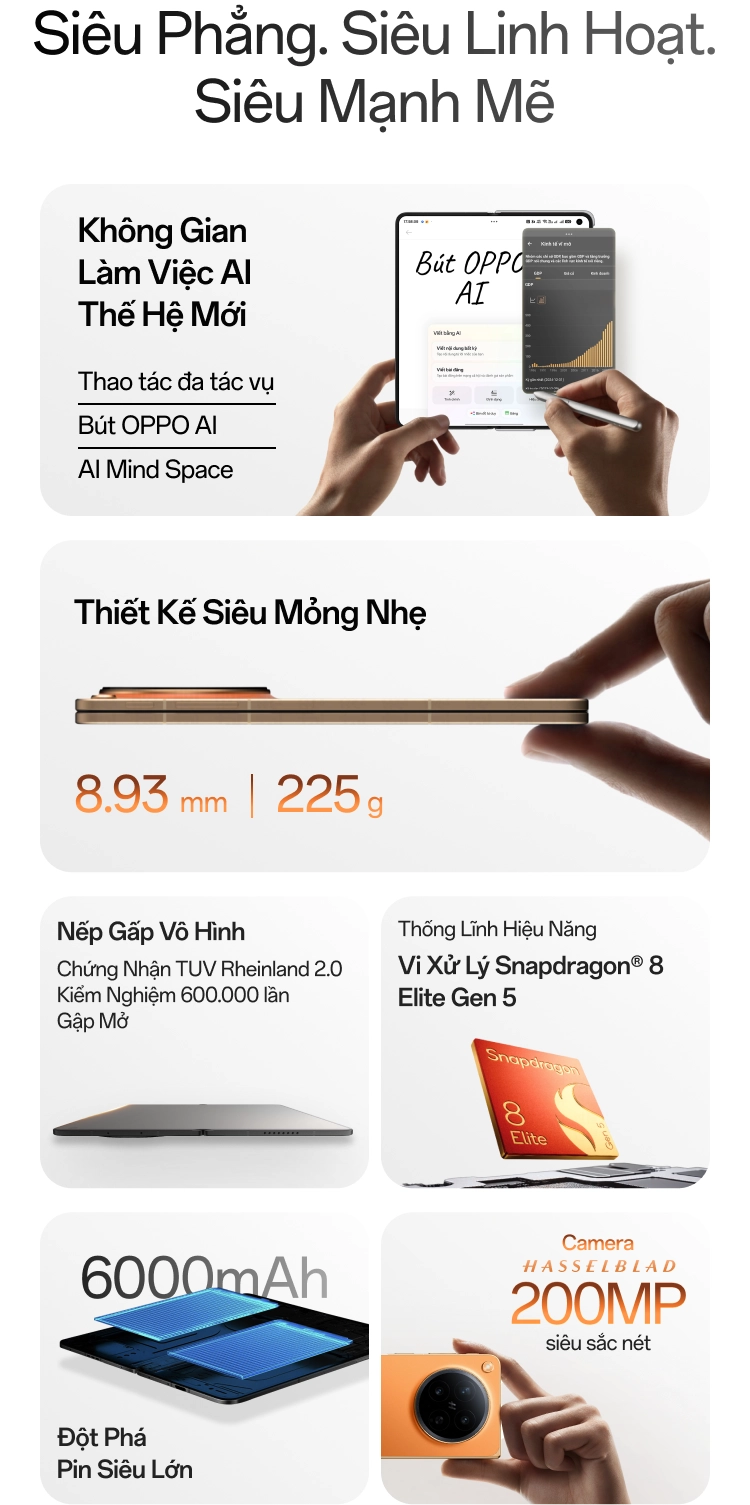 Điện thoại OPPO Find N6 siêu phẳng, siêu linh hoạt, siêu mạnh mẽ Mobile