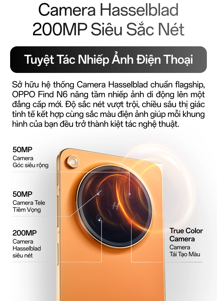 OPPO Find N6 có cụm 4 camera Hasselblad 200MP siêu sắc nét Mobile