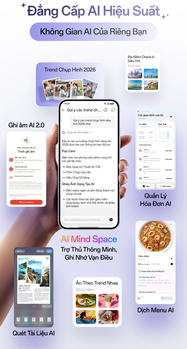 Thông số dung lượng pin 7000mAh sạc nhanh 80W cùng bộ nhớ RAM 8GB và ROM 256GB ấn tượng trên OPPO Reno16F Mobile