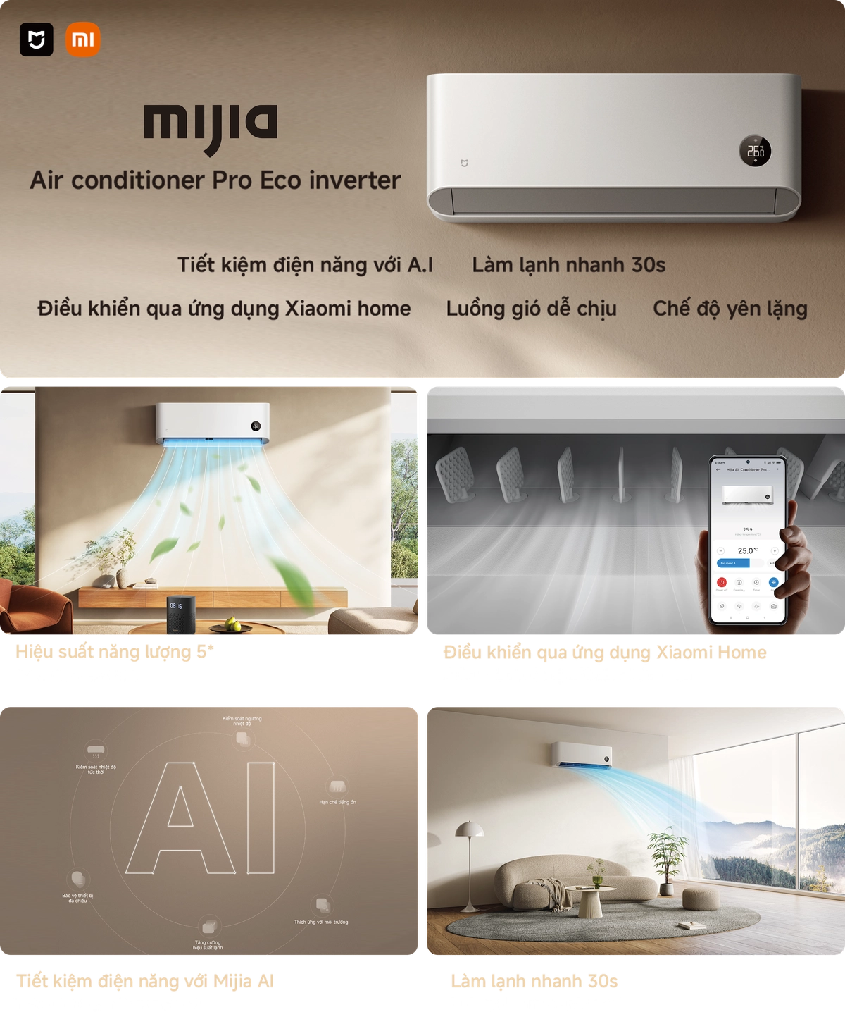 Công nghệ vượt trội của máy lạnh Mijia Pro Eco Star 1.0 HP Inverter 2025 Desktop