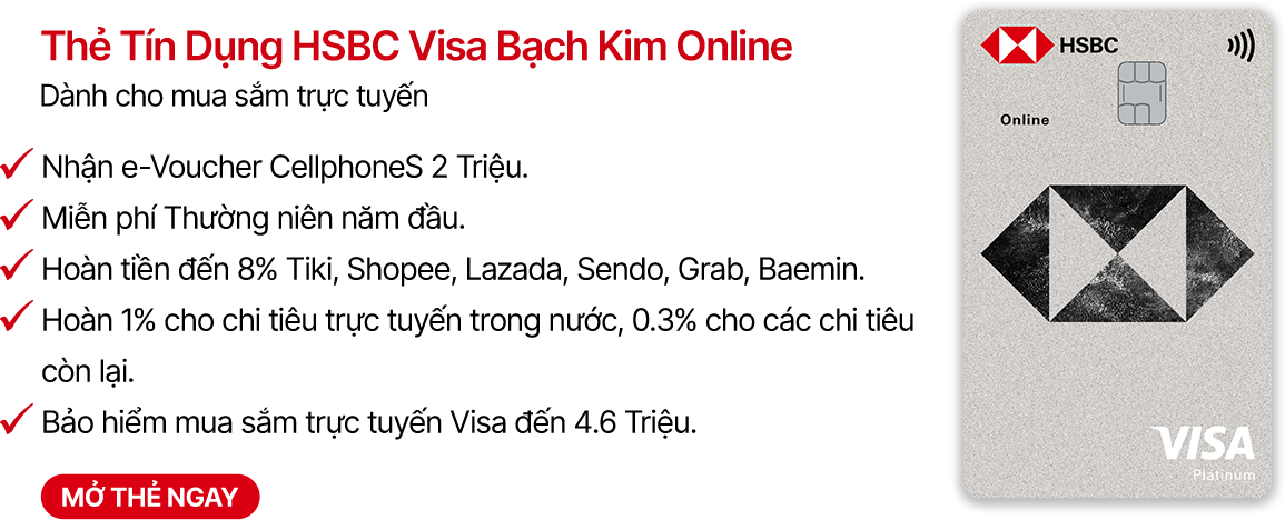 Thẻ tín dụng HSBC Visa Bạch Kim Online Desktop