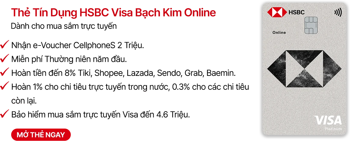 Thẻ tín dụng HSBC Visa Bạch Kim Online Desktop