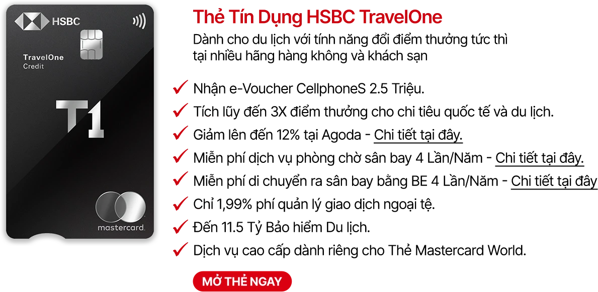 Thẻ tín dụng HSBC TravelOne Desktop