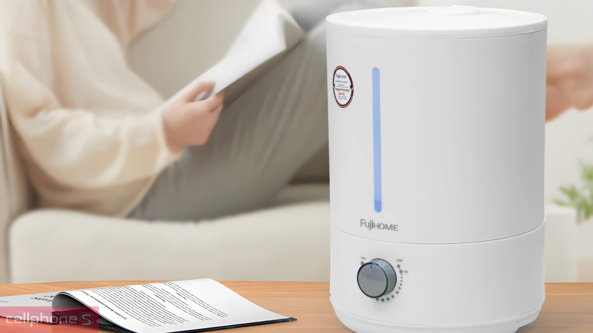 Thiết kế, kích thước bên ngoài của máy phun sương, tạo ẩm, xông tinh dầu, khử khuẩn UV Fujihome HM09UV1