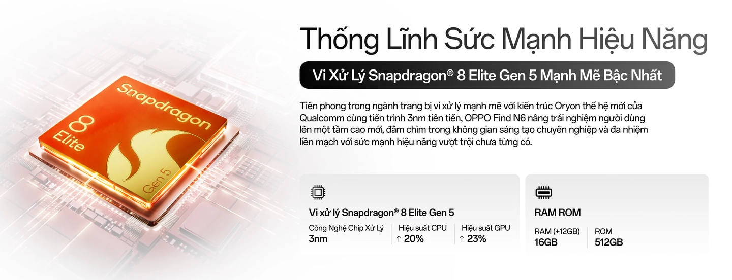 OPPO Find N6 được trang bị vi xử lý Snapdragon 8 Elite Gen 5 mạnh mẽ bậc nhất Desktop