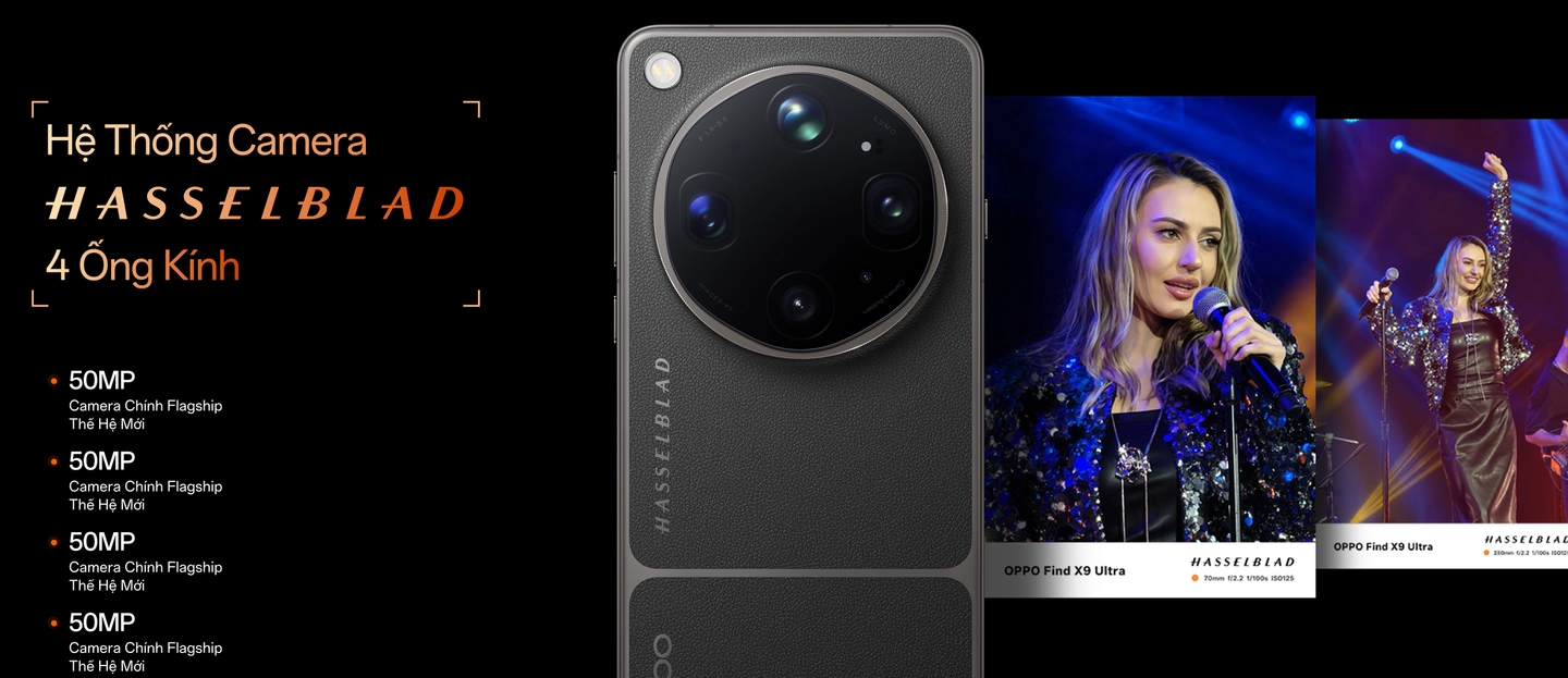 OPPO Find X9 Ultra có hệ thống camera Hasselblad 4 ống kính 200MP, mỗi ống kính 50MP thế hệ mới Desktop