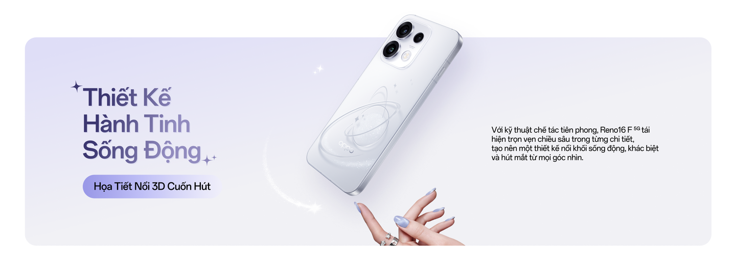 Thiết kế hành tinh 3D mỏng nhẹ, viền màn hình siêu mỏng và khả năng kháng nước IP69K của OPPO Reno 16 F Desktop