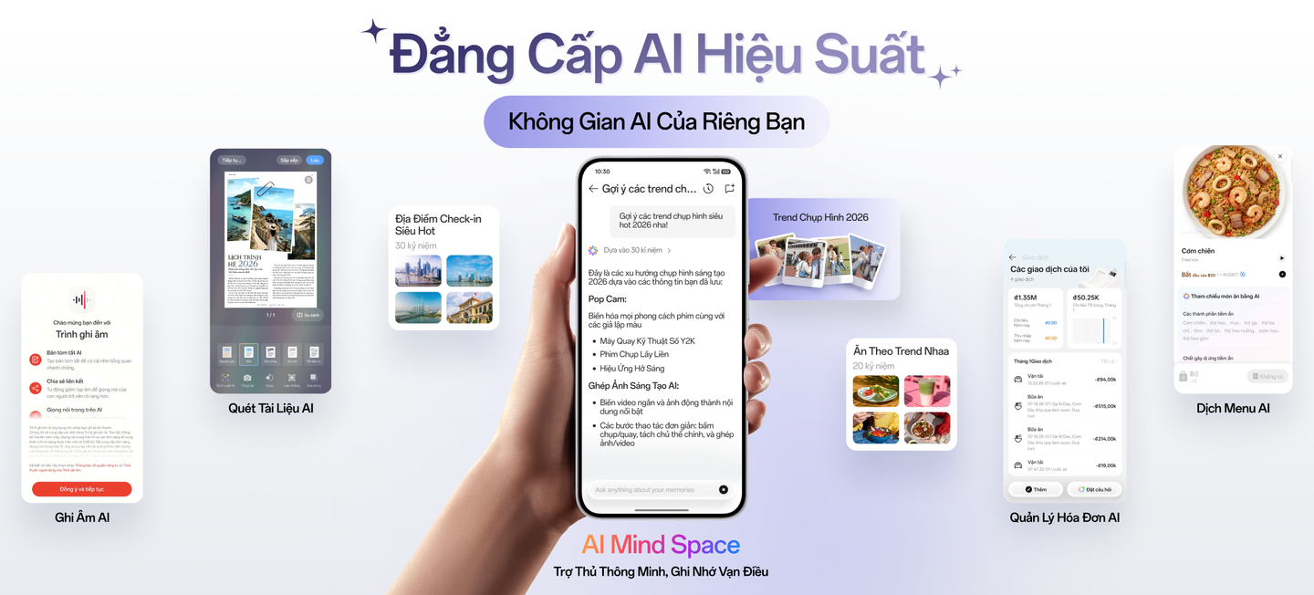 Thông số dung lượng pin 7000mAh sạc nhanh 80W cùng bộ nhớ RAM 8GB và ROM 256GB ấn tượng trên OPPO Reno16F Desktop