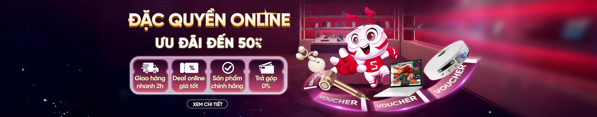 Banner đặc quyền ưu đãi khi mua hàng online - desktop
