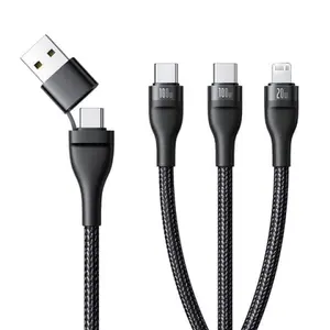 Cáp Baseus 3 in 1 USB-C to M+L+C 100W dài 1.5m